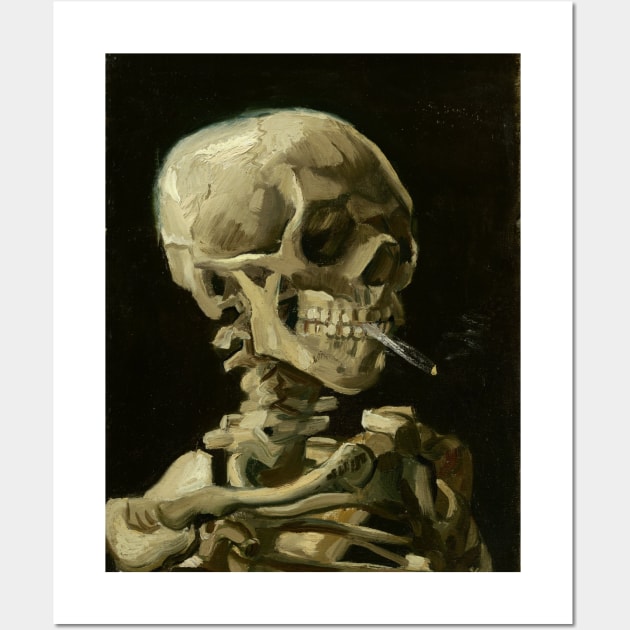 Skull of a Skeleton with Burning Cigarette by Vincent van Gogh Wall Art by podartist